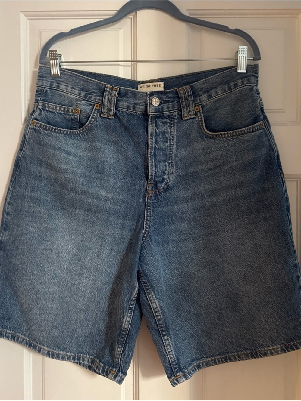 We The Free Women's Blue High-Rise Denim Shorts